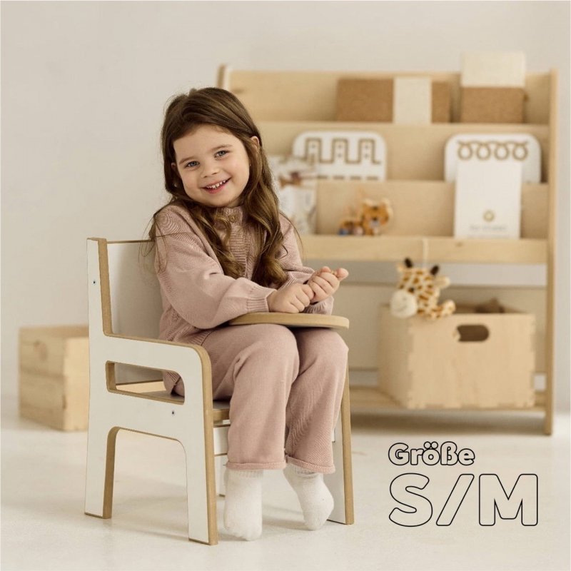 WEISSER MONTESSORI-STUHL FÜR KINDER – PERFEKT ZUM LERNEN UND SPIELEN IM KINDERZIMMER