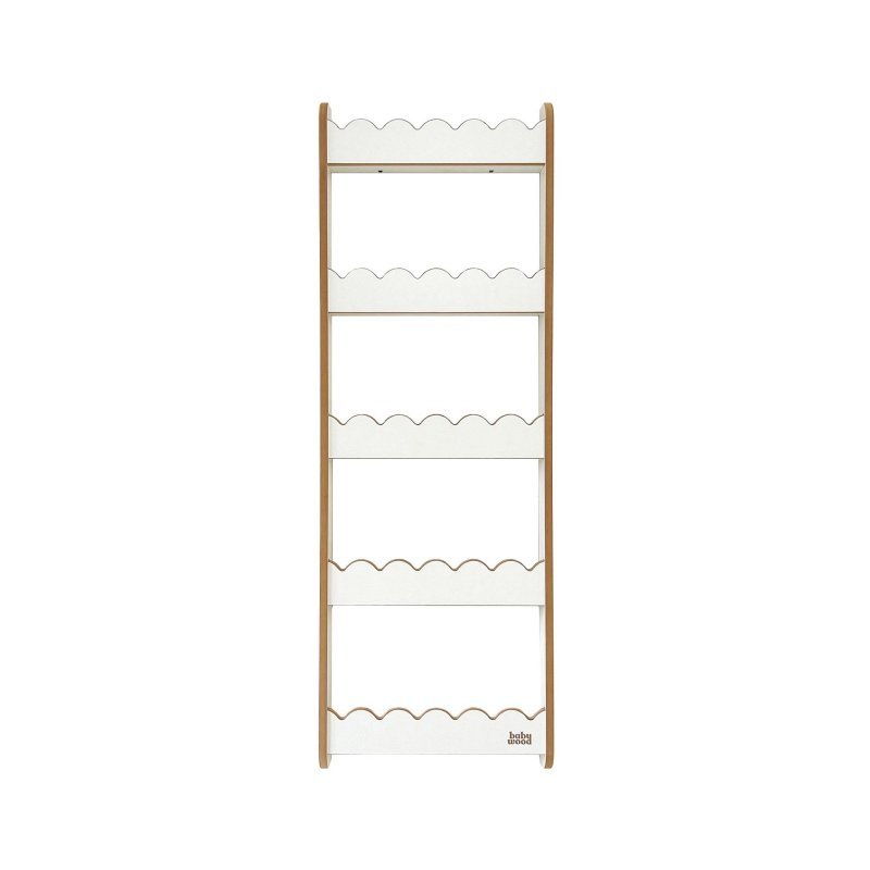 Weißes Wandregal für Kinderzimmer - Frontansicht, schlicht und modern gestaltet