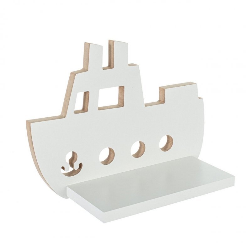 Weißes Wandregal für Kinder in Form eines Schiffs – maritimes Design fürs Kinderzimmer
