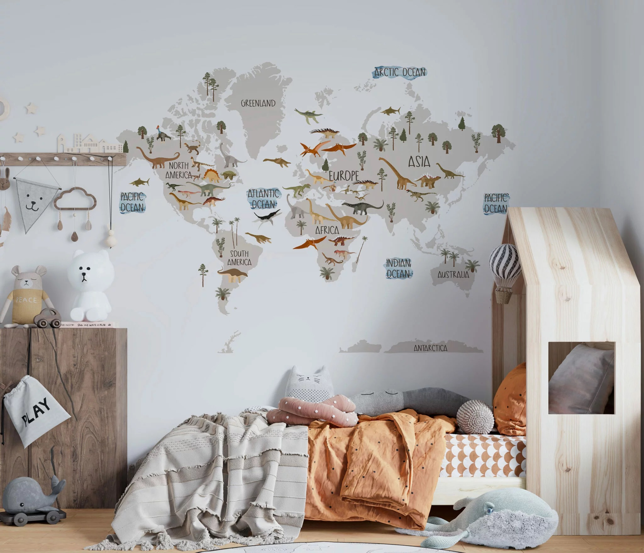 Wandaufkleber - Dinosaurierkarte