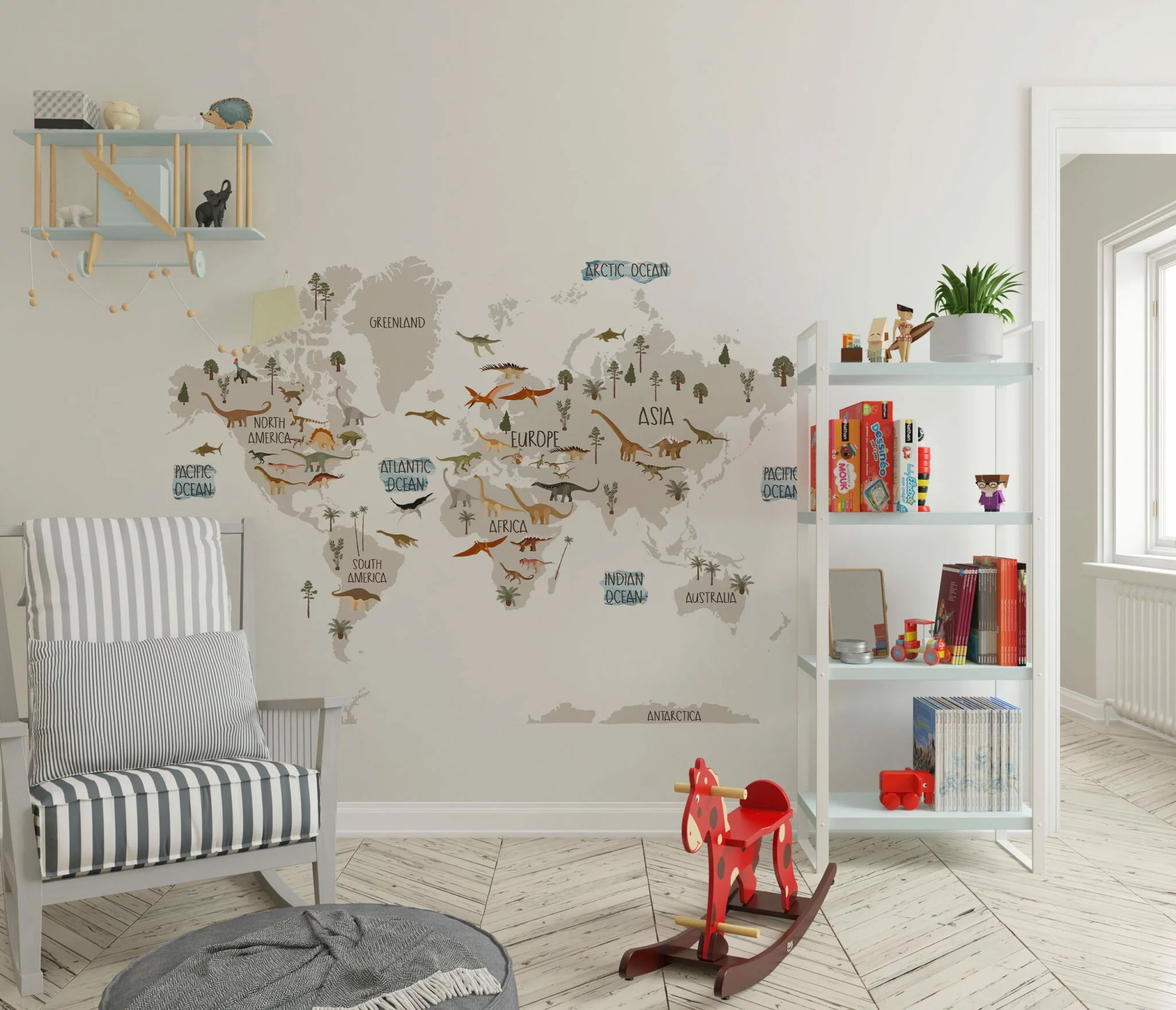 Wandaufkleber - Dinosaurierkarte