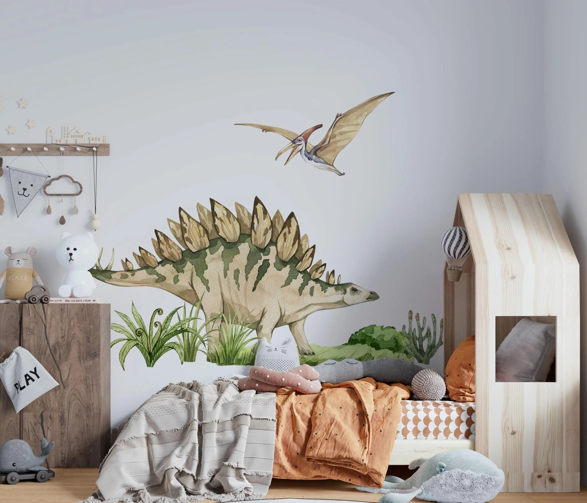 Wandaufkleber - STEGOSAURUS MIT PTERODAKTYLUS