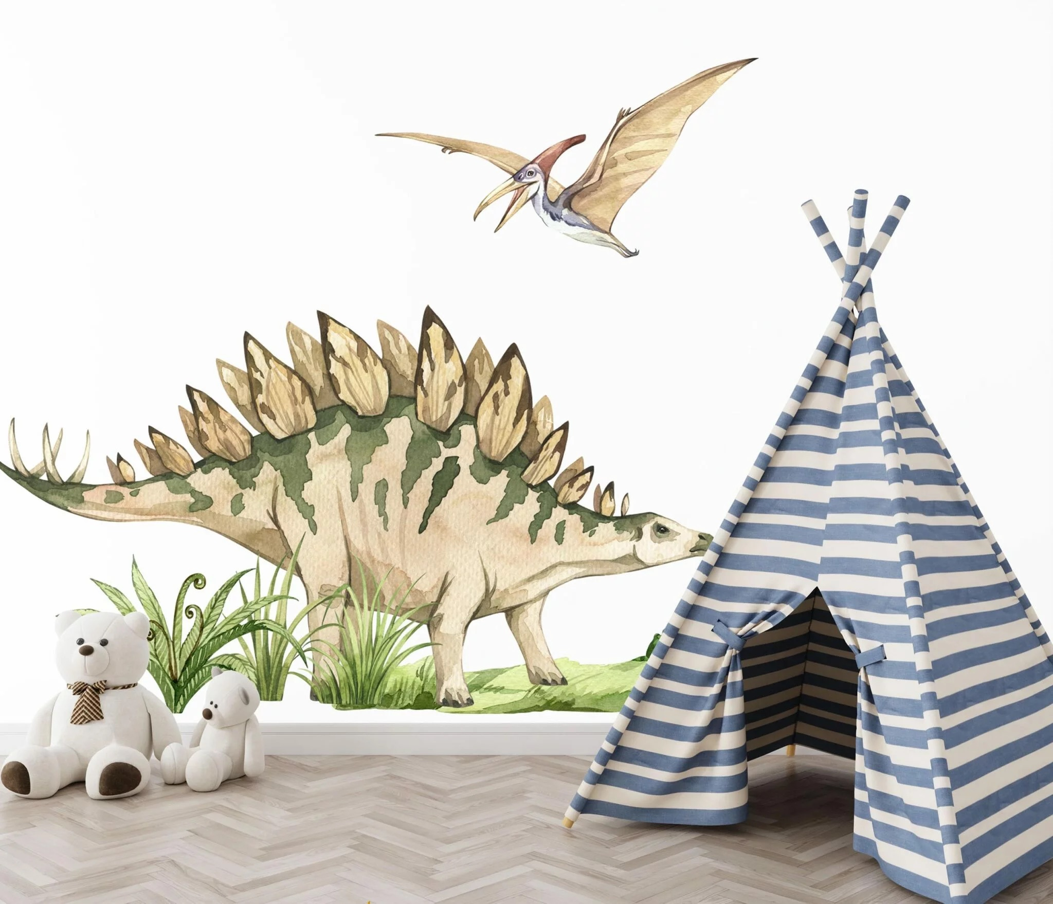 Wandaufkleber - STEGOSAURUS MIT PTERODAKTYLUS